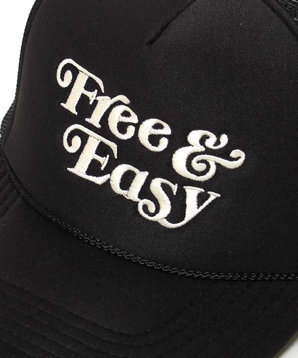 FREE&EASY EMBROIDERED TRUCKER HAT -BLACK-