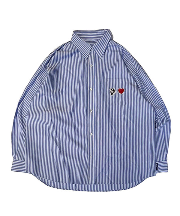 heart patch shirt -2.COLOR-(ブルー)