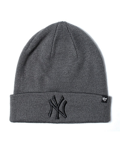 Yankees Raised '47 Cuff Knit Charcoal x Black Logo -CHARCOAL-