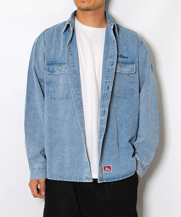 BEN DAVIS(ベンデイビス)/ BLEACHED TWILL SHIRT -2.COLOR- | Blue in