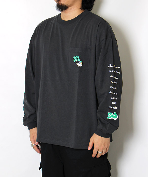 BEN DAVIS(ベンデイビス)/ SPRAY GORILLA L/S TEE(WIDE) -CHARCOAL