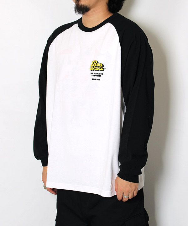 BEN DAVIS(ベンデイビス)/ 70s LOGO RAGLAN L/S TEE (WIDE) -BLACK