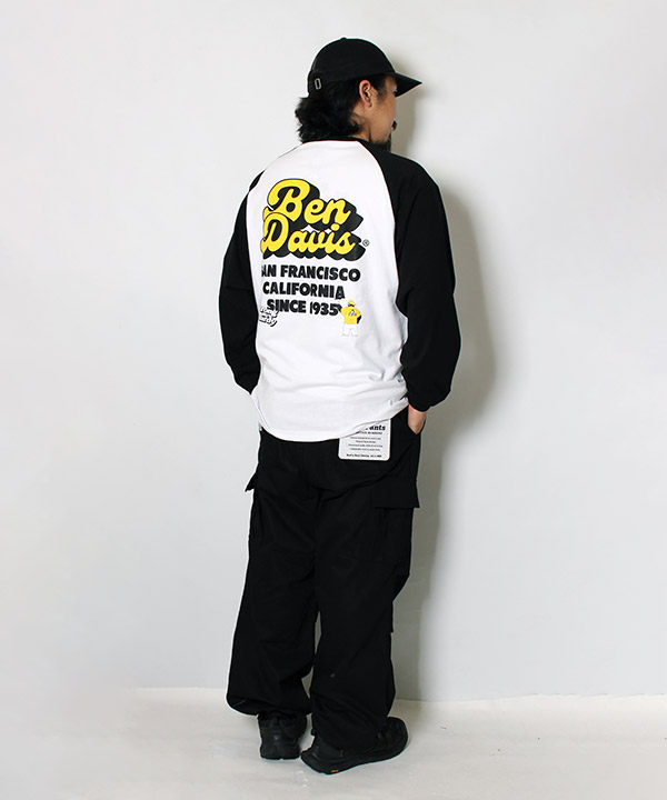 BEN DAVIS(ベンデイビス)/ 70s LOGO RAGLAN L/S TEE (WIDE) -BLACK