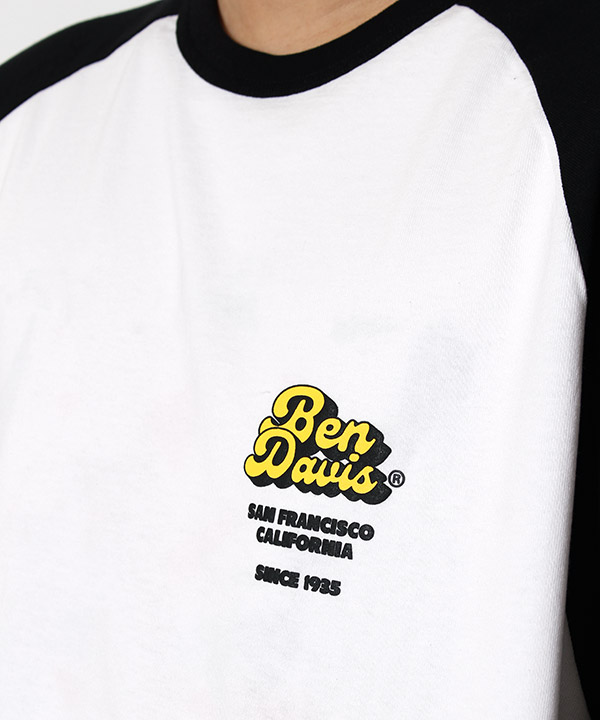 BEN DAVIS(ベンデイビス)/ 70s LOGO RAGLAN L/S TEE (WIDE) -BLACK