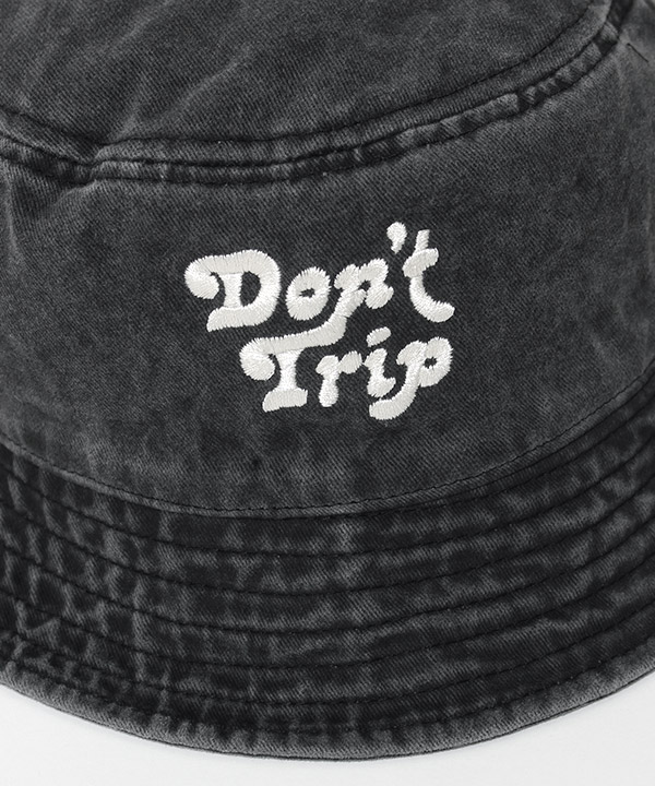 DON'T TRIP WASHED BUCKET HAT -BLACK-