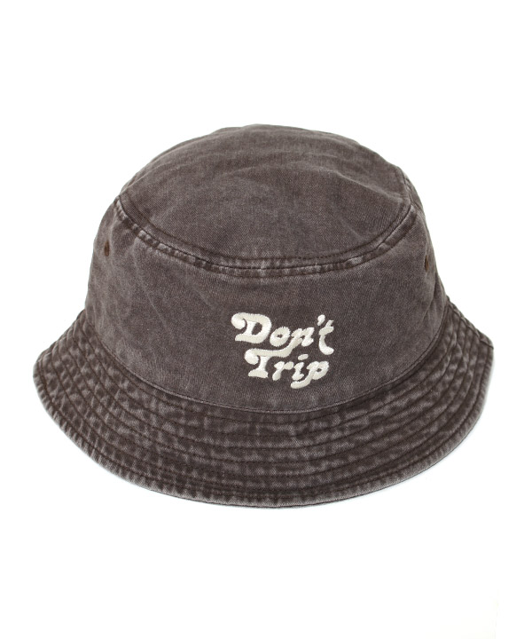 DON'T TRIP WASHED BUCKET HAT -BROWN-