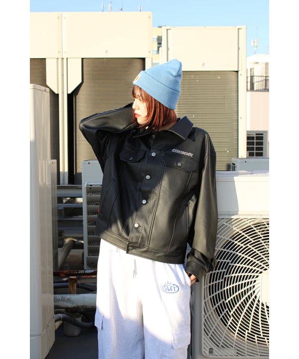 Synthetic leather jacket -ブラック-