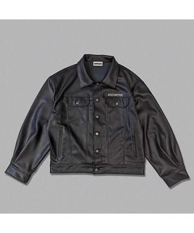 Synthetic leather jacket -ブラック-
