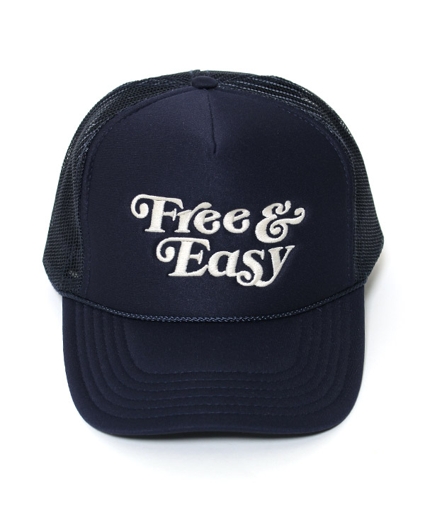 FREE&EASY EMBROIDERED TRUCKER HAT -NAVY-