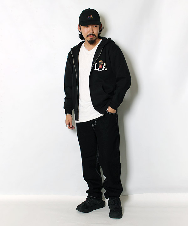 LA MARVIE ZIP HOODIE -BLACK-