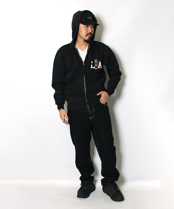 LA MARVIE ZIP HOODIE -BLACK-