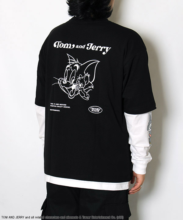 TOM and JERRY STAFF FAKE LAYERD L/S TEE -3.COLOR-(ブラック)