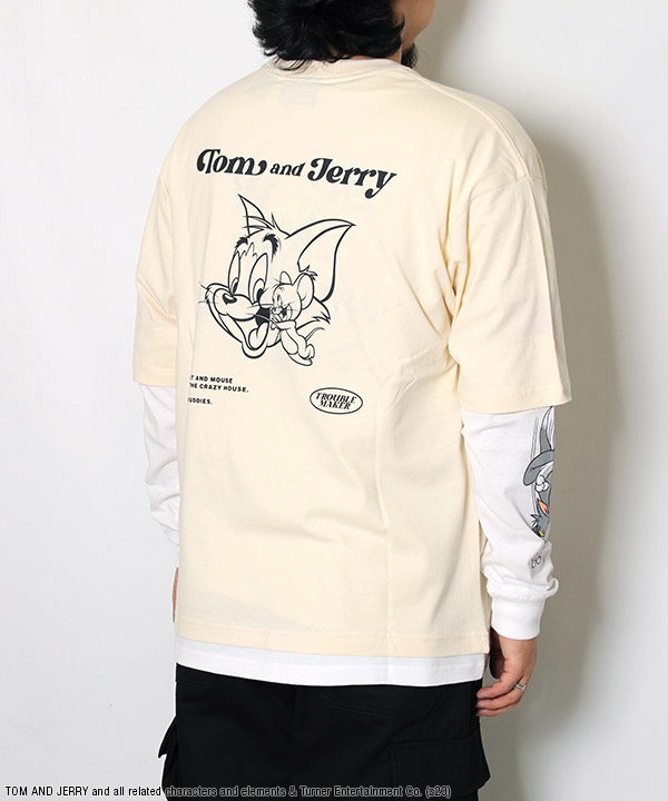 TOM and JERRY STAFF FAKE LAYERD L/S TEE -3.COLOR-(アイボリー)