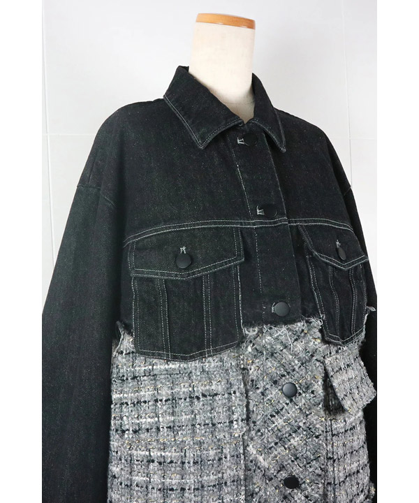 AULA AILA(アウラアイラ)/ TWEED MIX DENIM JACKET -3.COLOR- | Blue