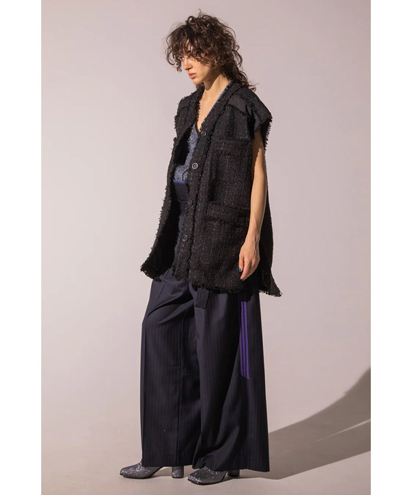 AULA AILA(アウラアイラ)/ TWEED FRINGE VEST -BLACK- | Blue in Green