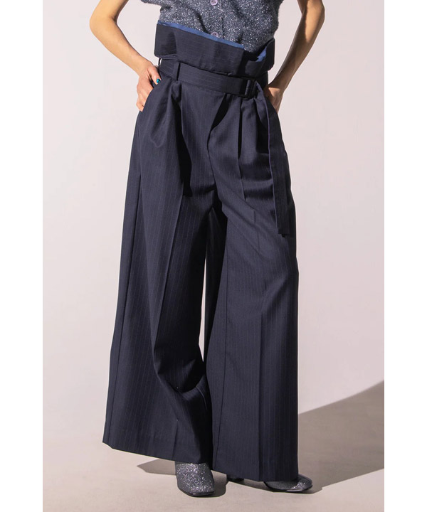 AULA AILA(アウラアイラ)/ HIGH WAIST LINE PANTS -STRIPE- | Blue in