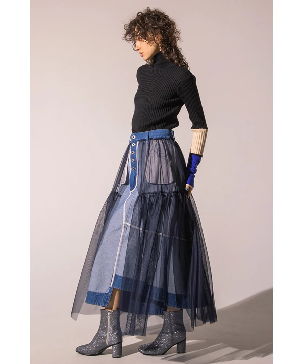 REVERSIBLE TULLE COMBINATION SKIRT -3.COLOR-