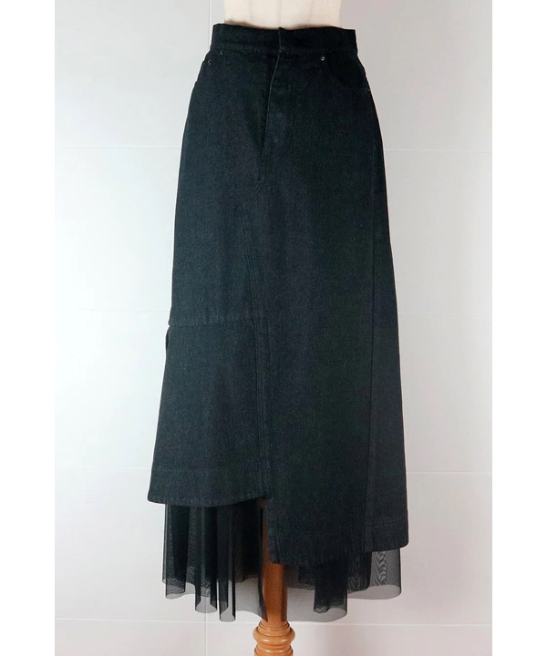 REVERSIBLE TULLE COMBINATION SKIRT -3.COLOR-(ブラック)