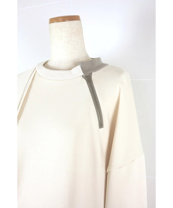 ZIP CUTTING PULLOVER -OFF WHITE-