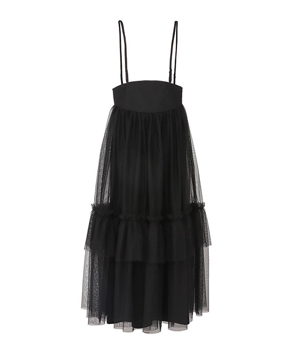 2WAY TULLE TIERED SKIRT -3.COLOR-(ブラック)