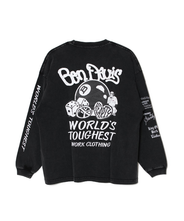 BALL ETC WASHED L/S TEE(WIDE) -2.COLOR-(ブラック)