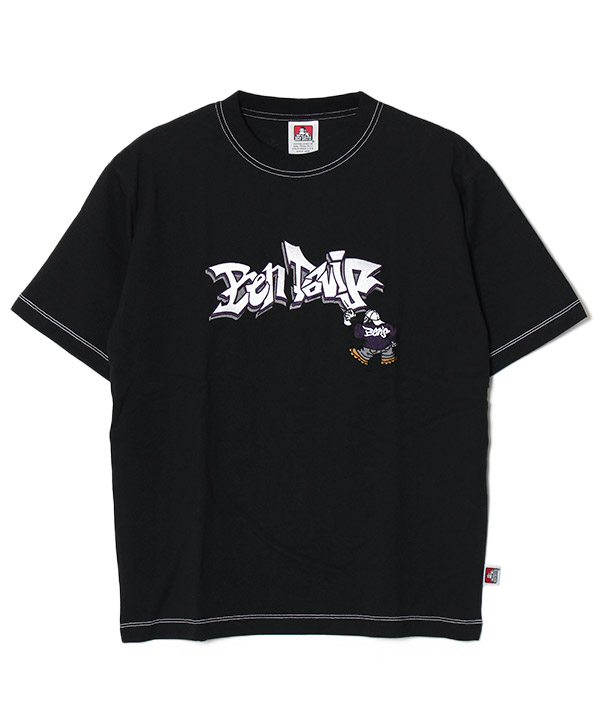 SPRAY ART CONTRAST STITCH TEE(ブラック)