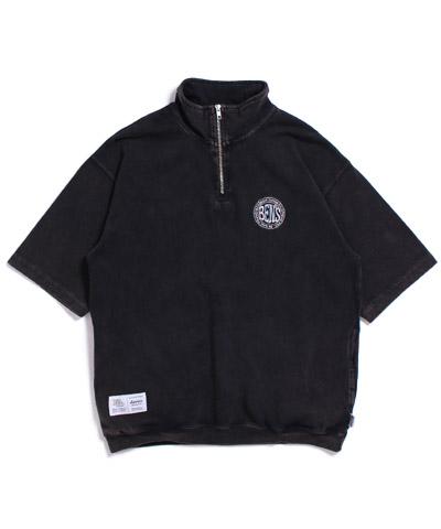 CIRCLE LOGO VNTG 1/4 ZIP TOP -ブラック-