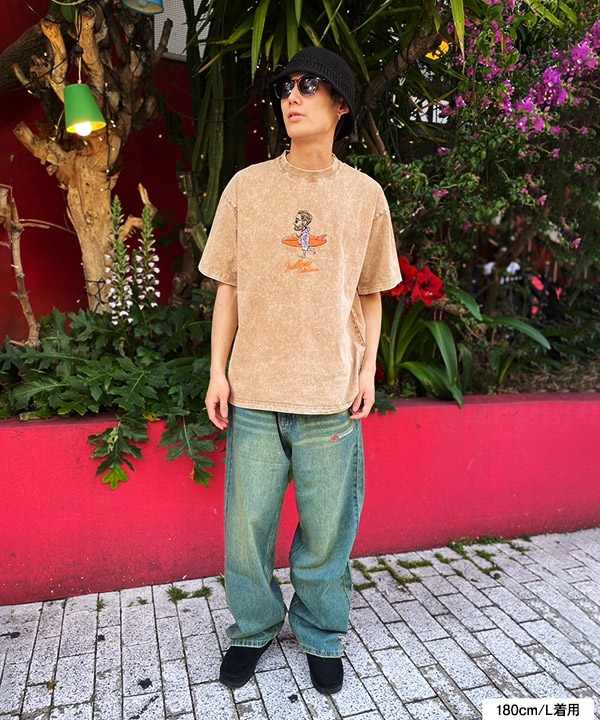 Mr.Marvie PIGMENT TEE -ORANGE-