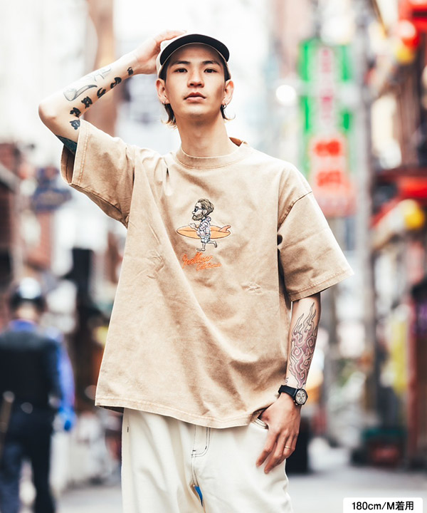 Mr.Marvie PIGMENT TEE -ORANGE-