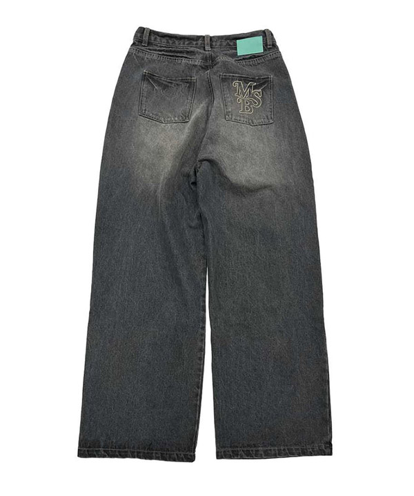 wide tuck denim pants