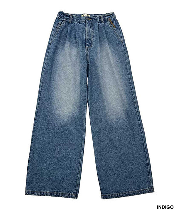 wide tuck denim pants