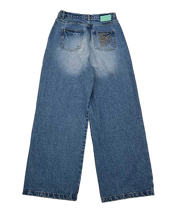 wide tuck denim pants