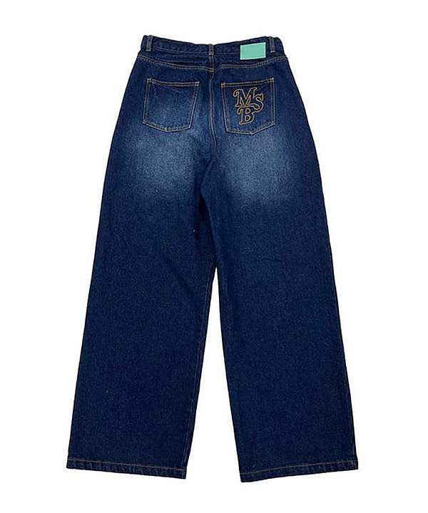 wide tuck denim pants