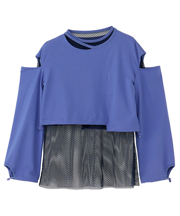 MESH COMBINATION REVERSIBLE PULLOVER -3.COLOR-(ブルー)