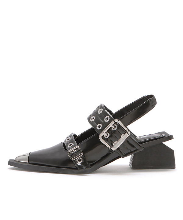 EYELET DOUBLE BELT SANDALS