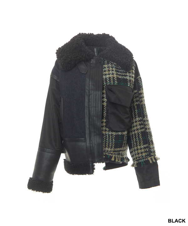 TWEED DENIM COMBINATION BLOUSON