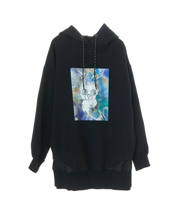 WAU PRINT HOODIE(ブラック)