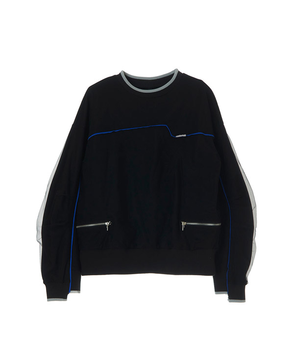 TULLE LAYERED CUTTING PULLOVER(ブラック)