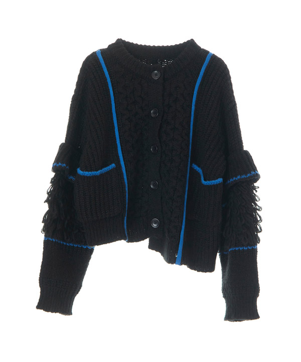 LOOP FRINGE KNIT CARDIGAN(ブラック)