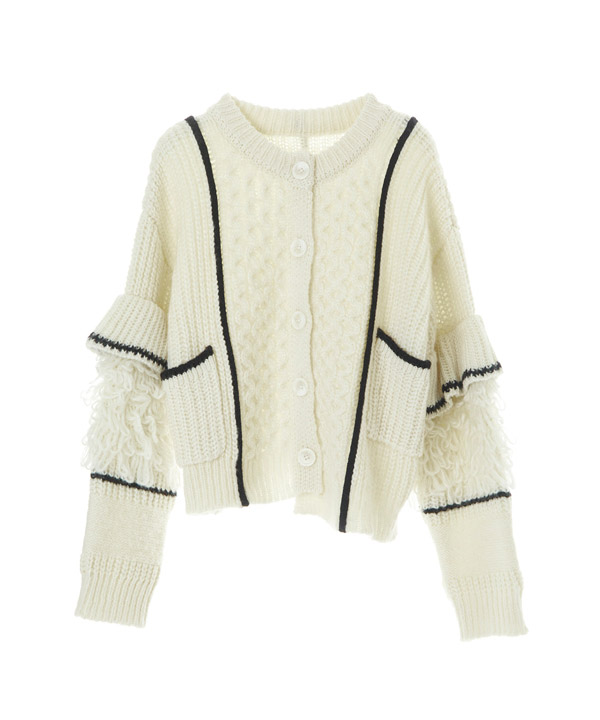 LOOP FRINGE KNIT CARDIGAN(オフホワイト)