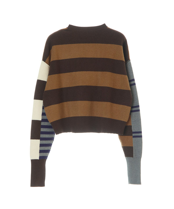 MULTI BORDER KNIT PULLOVER