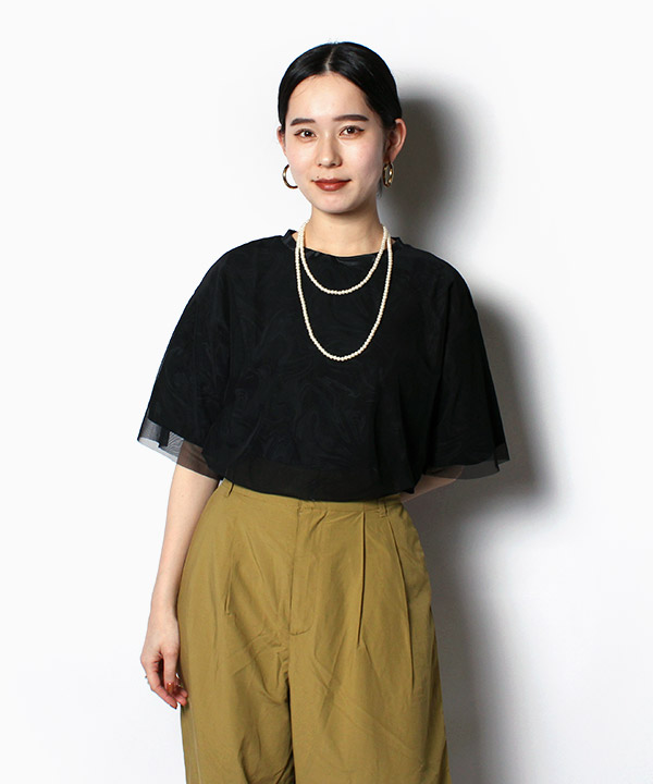 TULLE LAYERED TEE -3.COLOR-(ブラック)