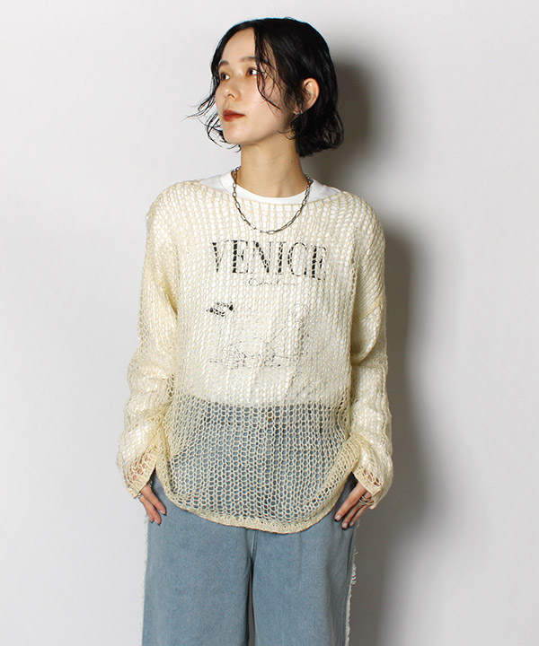 SPANGLE MESH KNIT