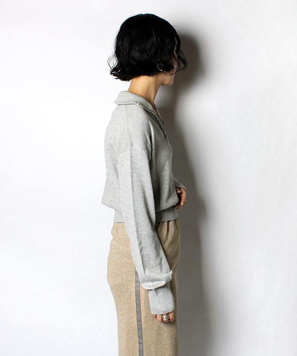 CROPPED HALF ZIP KNIT