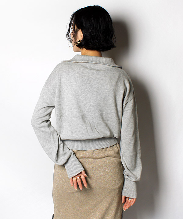 CROPPED HALF ZIP KNIT