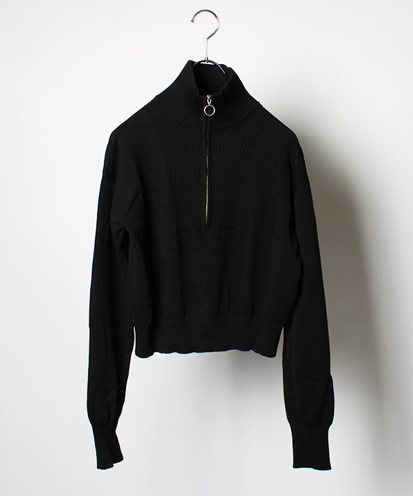 CROPPED HALF ZIP KNIT