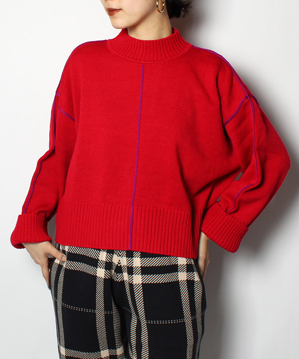 BICOLOR LINE KNIT(レッド)