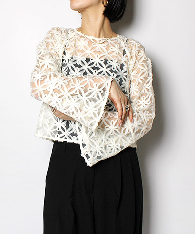 TULLE JACQUARD BLOUSE