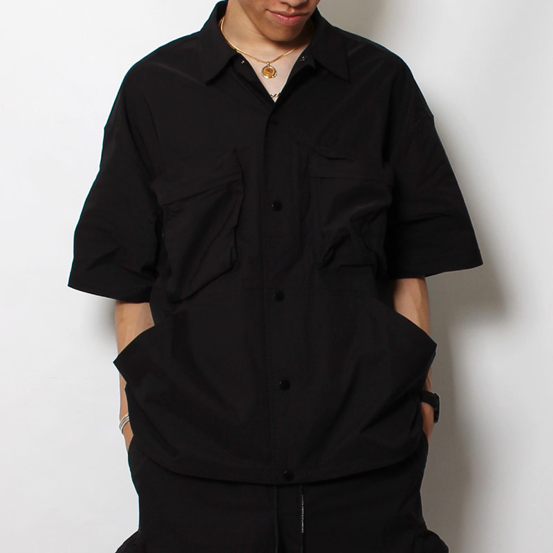 CARGO POCKET SS SHIRTS -BLACK-