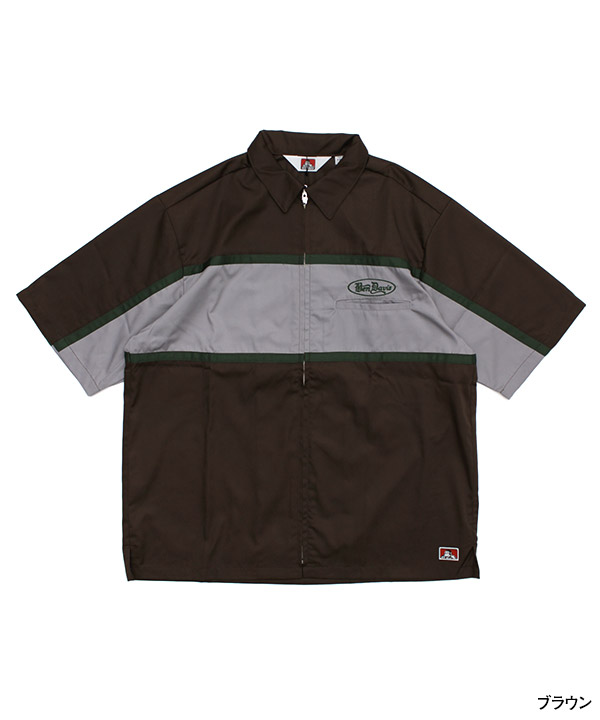 PANELLED ZIP FRONT WORK SHIRT